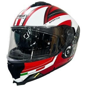 SWAY SW 865 ENGINE White Red-kapalı kask