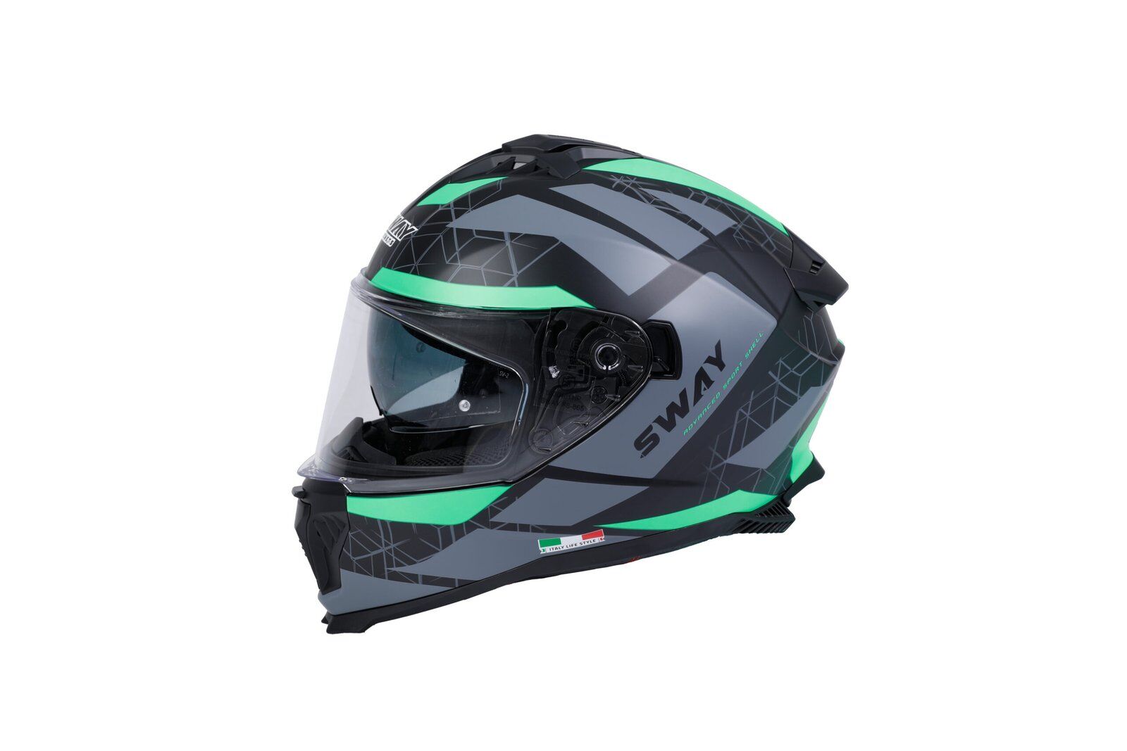SWAY SW 865 EVOQUE Black Grey Green-kapalı Kask