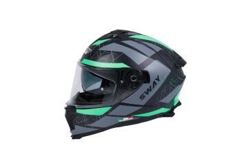 SWAY SW 865 EVOQUE Black Grey Green-kapalı Kask