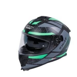 SWAY SW 865 EVOQUE Black Grey Green-kapalı Kask