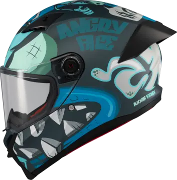 Axxis Fenix Angry Face Mat Mavi Kapalı Kask