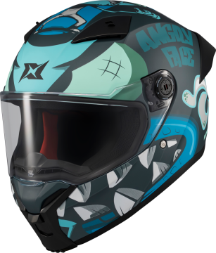 Axxis Fenix Angry Face Mat Mavi Kapalı Kask