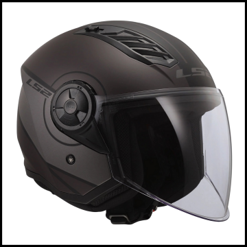 LS2 AIRFLOW 2 COVER MAT SİYAH-GRİ YARIM KASK