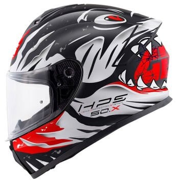 SCS 2X İNTERKOM & GIVI 50.X SHARKBITE MAT SİYAH KIRMIZI KASK