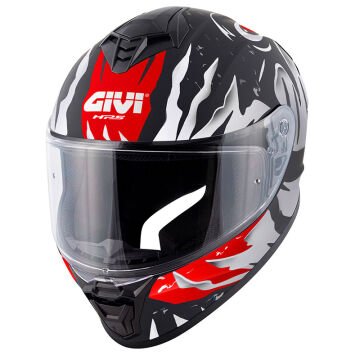 SCS 2X İNTERKOM & GIVI 50.X SHARKBITE MAT SİYAH KIRMIZI KASK