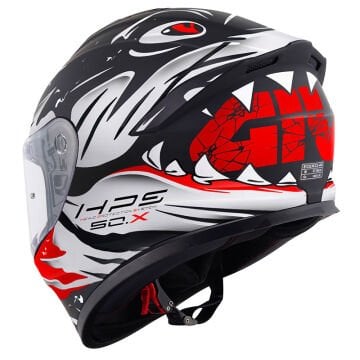 SCS 2X İNTERKOM & GIVI 50.X SHARKBITE MAT SİYAH KIRMIZI KASK
