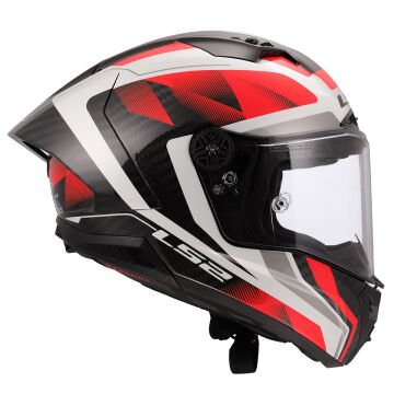 LS2 THUNDER KARBON GP AERO RAUTE BEYAZ-KIRMIZI KASK
