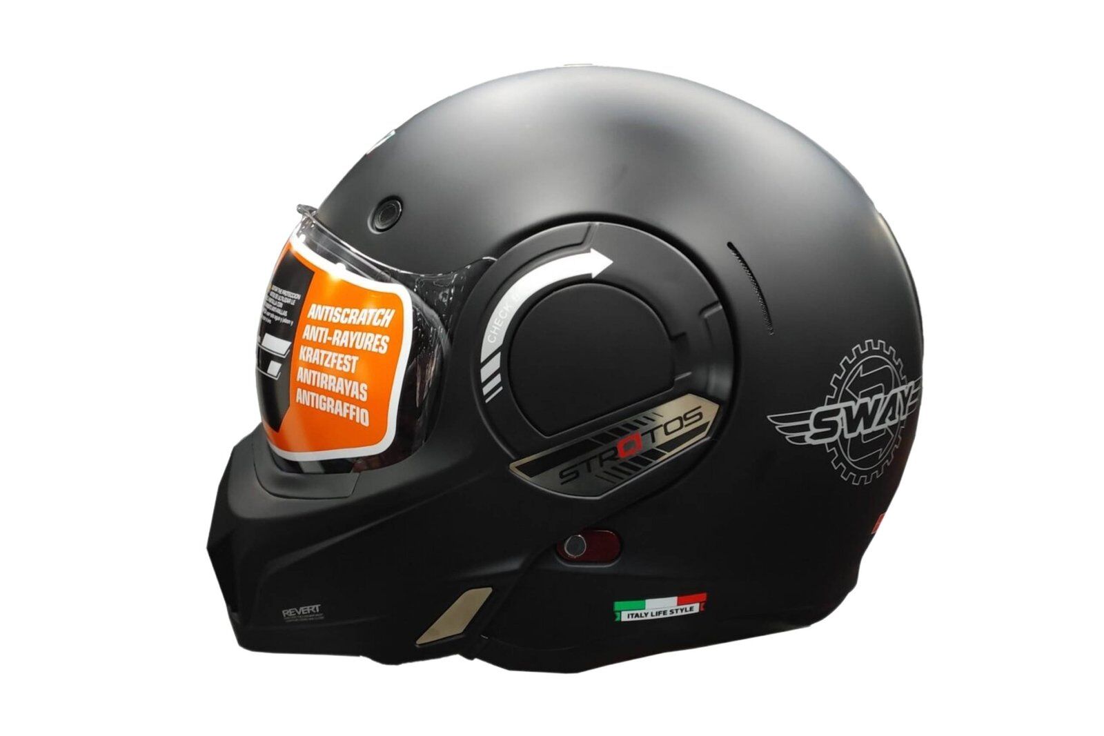 SWAY SW 907 STRATOS Matt Siyah Çene Açılır Kask