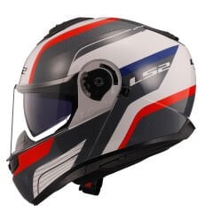 LS2 STROBE 2 MONZA SİYAH-BEYAZ-KIRMIZI ÇENE AÇILIR KASK