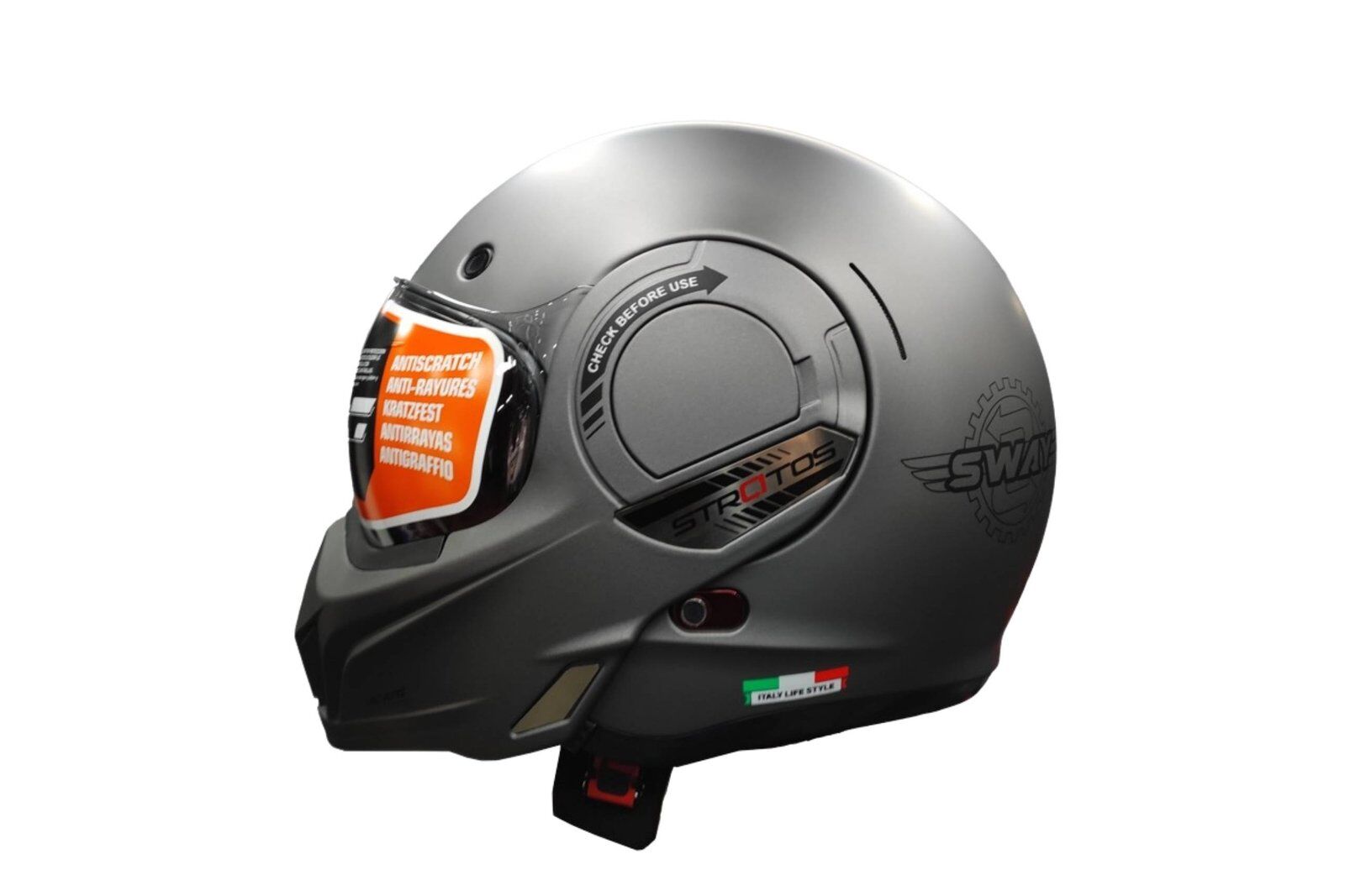 SWAY SW 907 STRATOS Matt Titanium Çene Açılır Kask