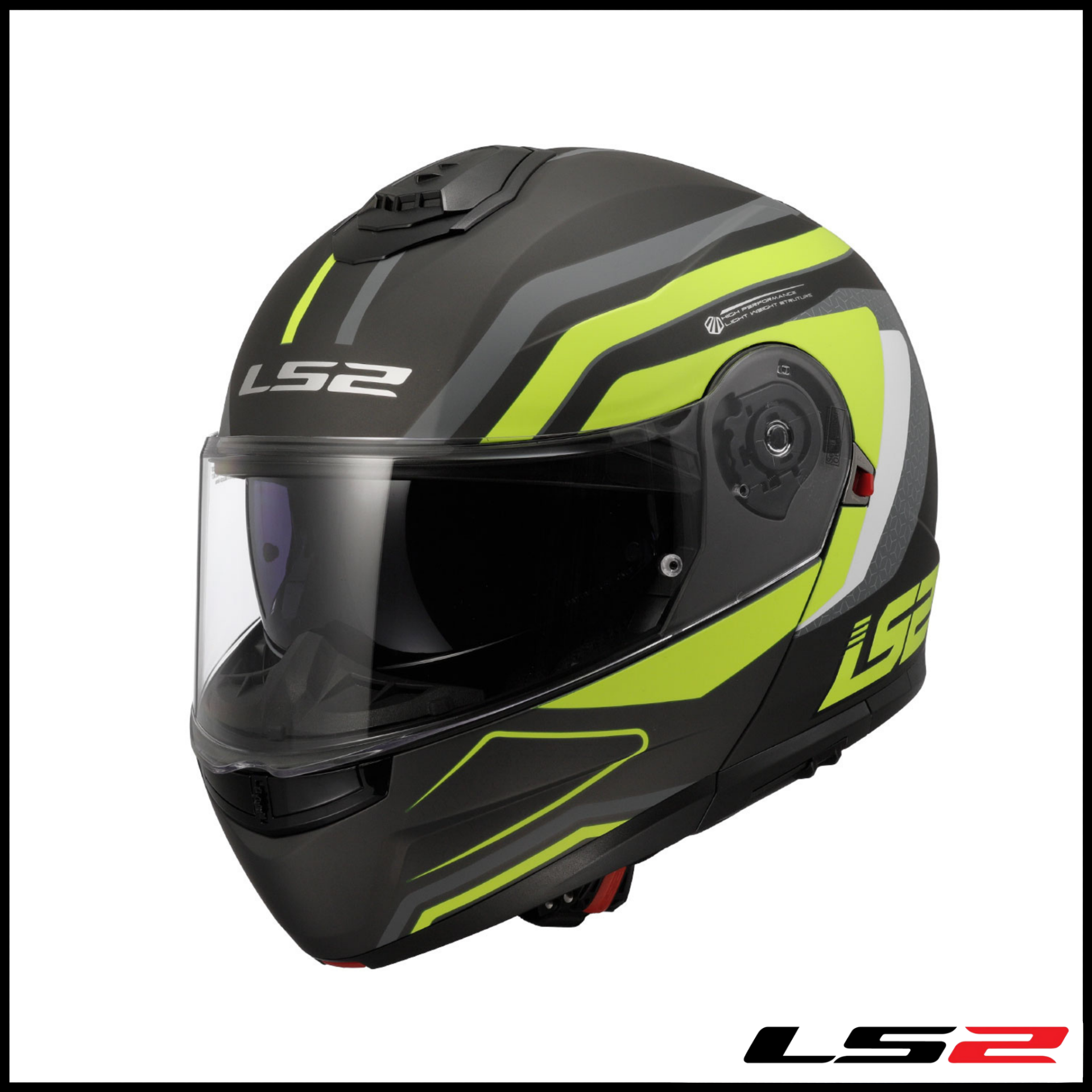 LS2 STROBE 2 PHANTOM MAT TITANIUM-NEON SARI ÇENE AÇILIR KASK