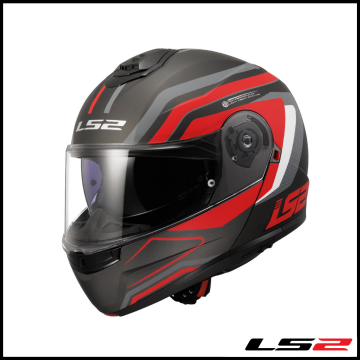 LS2 STROBE 2 PHANTOM MAT TITANIUM-GRİ-KIRMIZI ÇENE AÇILIR KASK