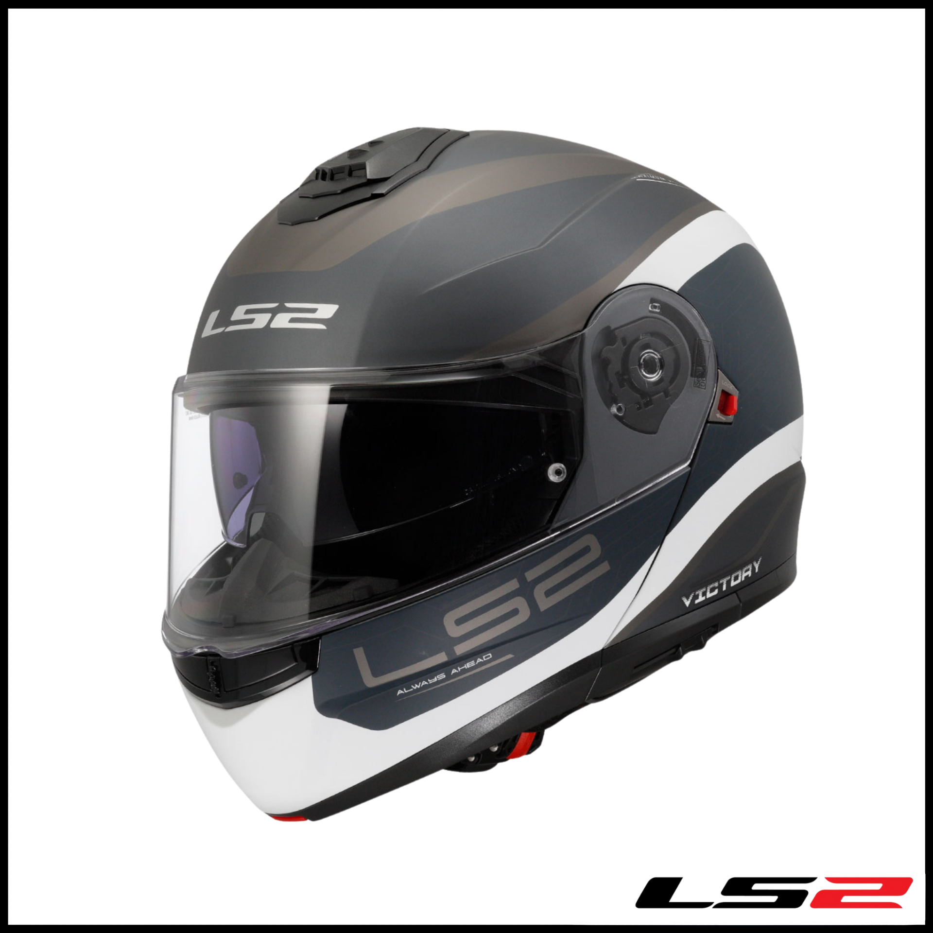 LS2 STROBE 2 VICTORY MAT GRİ-MAVİ-KUM ÇENE AÇILIR KASK