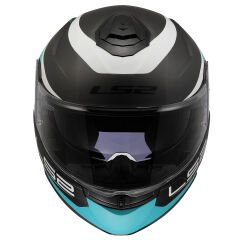 LS2 STROBE 2 VICTORY MAT TITANIUM-BEYAZ-METAL MAVİ ÇENE AÇILIR KASK