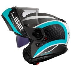 LS2 STROBE 2 VICTORY MAT TITANIUM-BEYAZ-METAL MAVİ ÇENE AÇILIR KASK