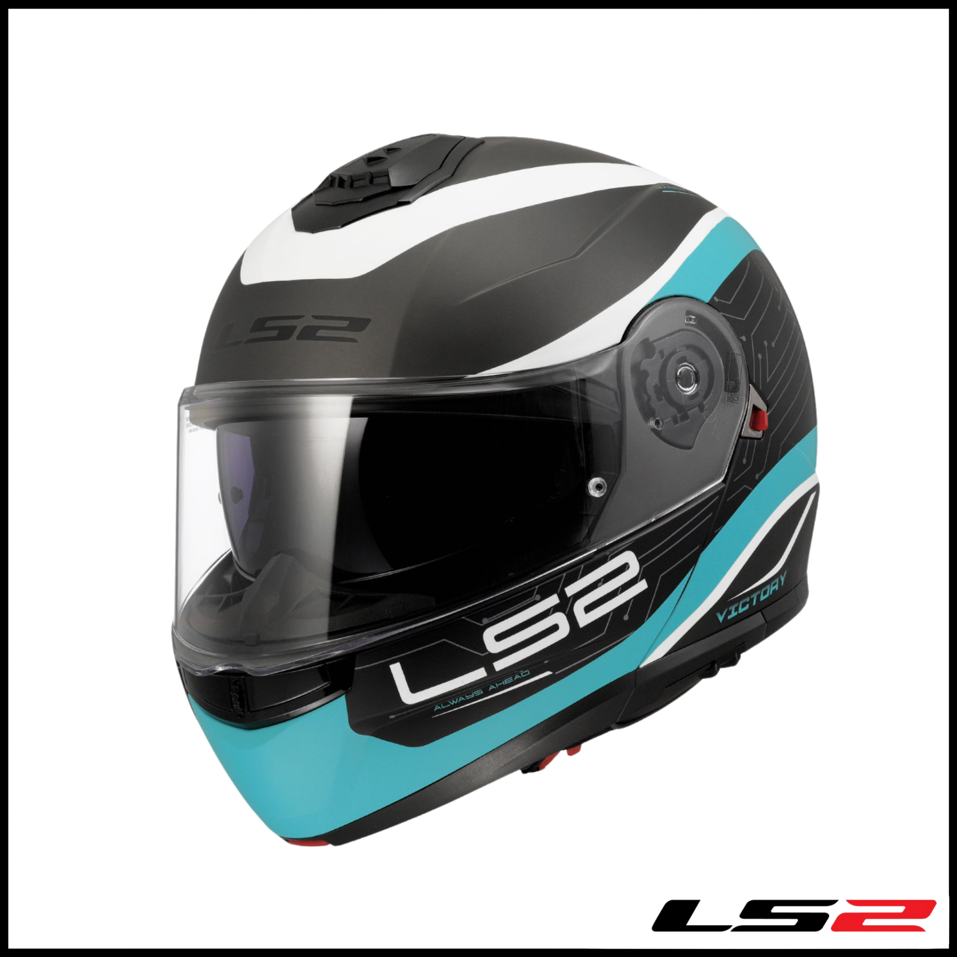 LS2 STROBE 2 VICTORY MAT TITANIUM-BEYAZ-METAL MAVİ ÇENE AÇILIR KASK