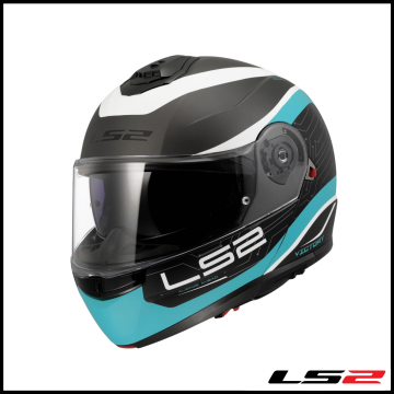 LS2 STROBE 2 VICTORY MAT TITANIUM-BEYAZ-METAL MAVİ ÇENE AÇILIR KASK