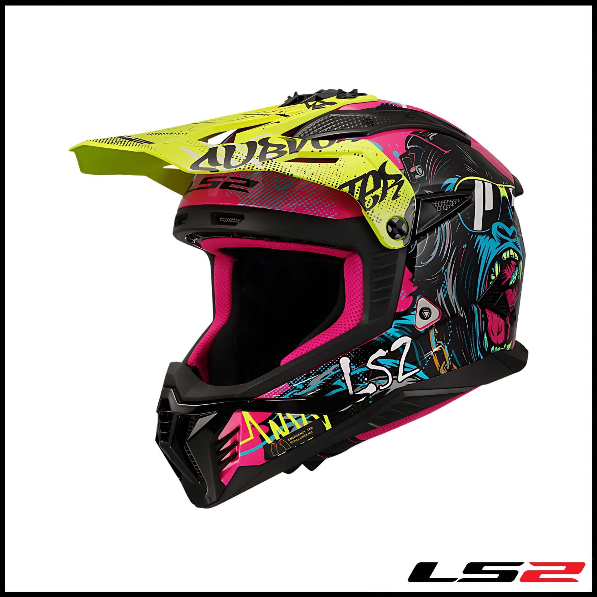 LS2 FAST 2 GORILLA MOR - NEON SARI KROS KASK