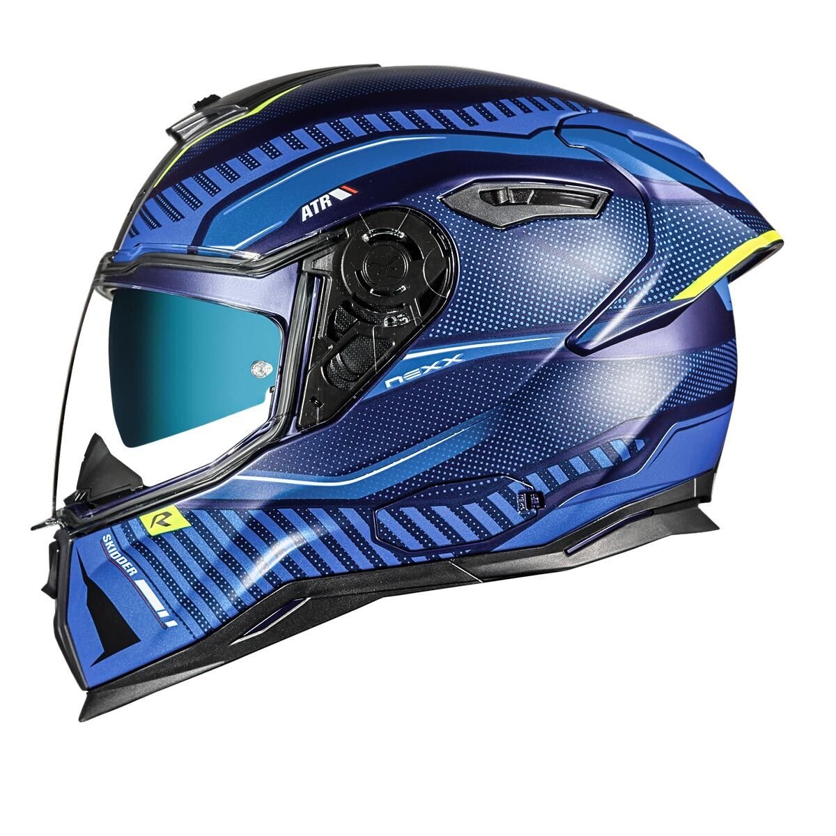 NEXX SX.100R SKIDDER MAT MAVİ-NEON SARI KASK-KAPALI KASK