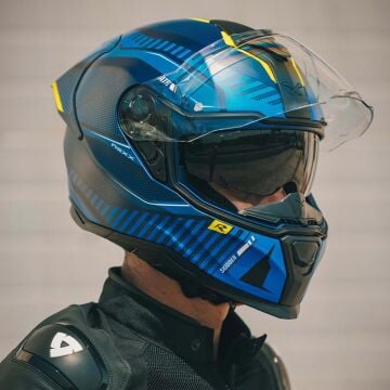 NEXX SX.100R SKIDDER MAT MAVİ-NEON SARI KASK-KAPALI KASK
