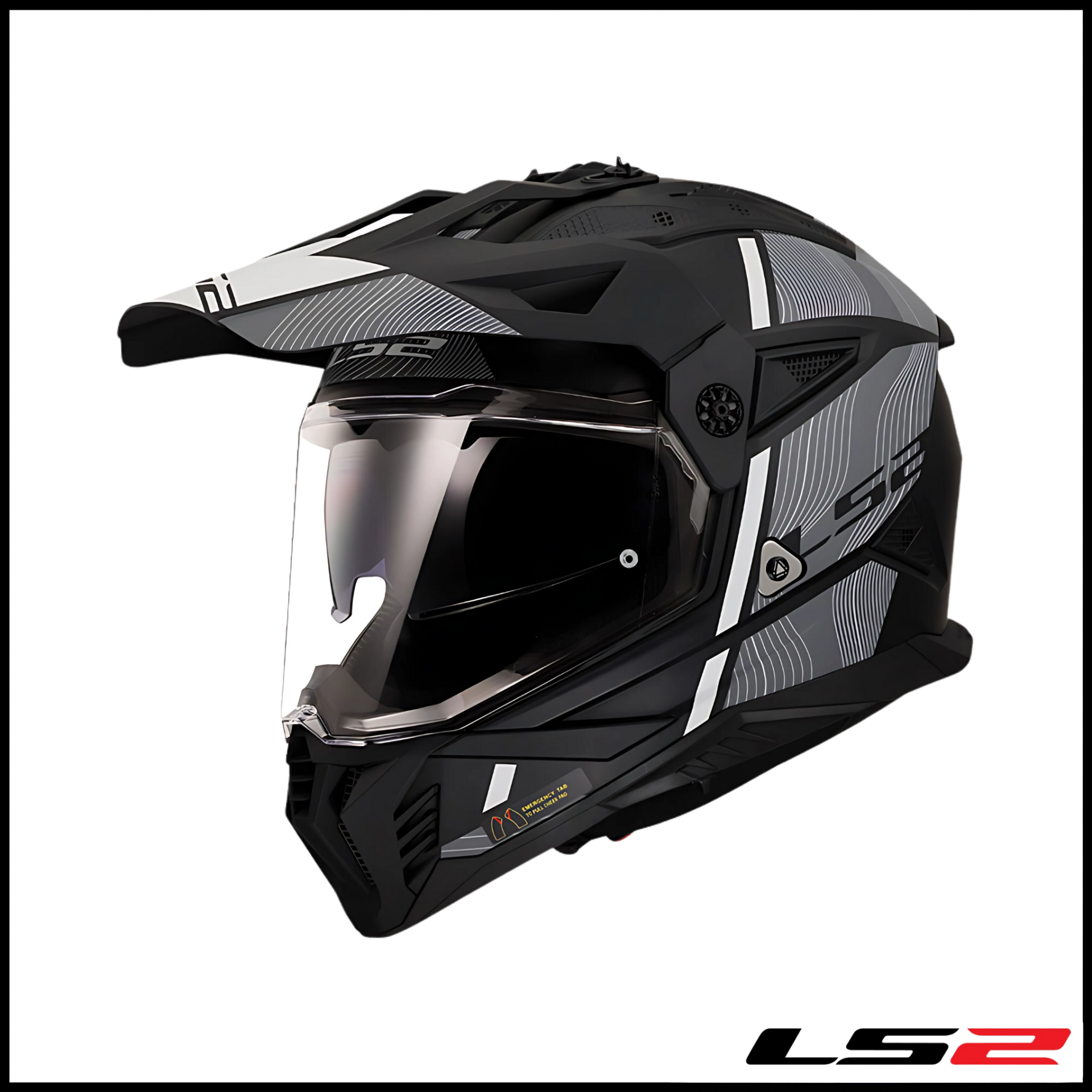 LS2 PIONEER 2 HILL MAT SİYAH-BEYAZ KROS KASK