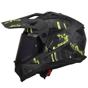 LS2 PIONEER 2 CRAZY MAT SİYAH-GRİ-NEON SARI KROS KASK