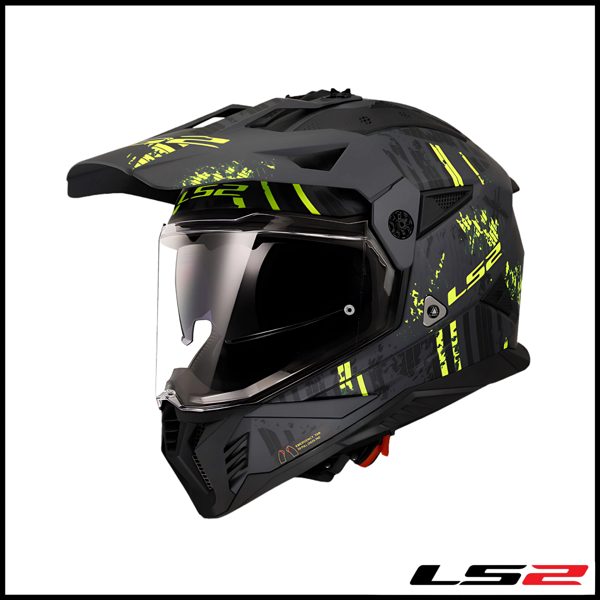 LS2 PIONEER 2 CRAZY MAT SİYAH-GRİ-NEON SARI KROS KASK