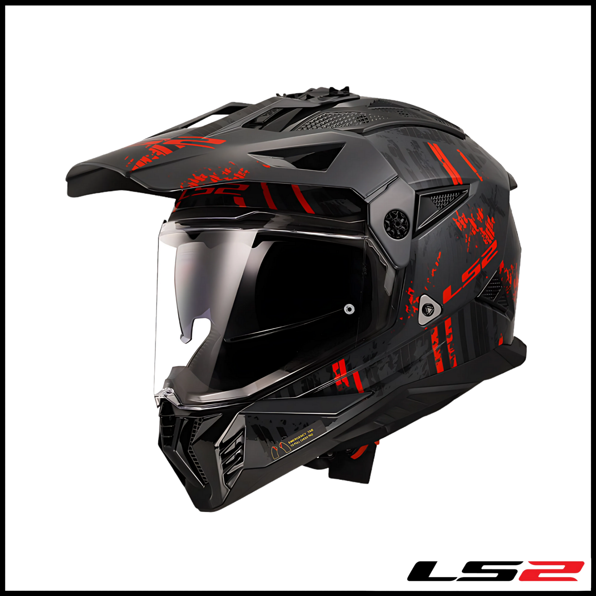 LS2 PIONEER 2 CRAZY MAT SİYAH-GRİ-KIRMIZI KROS KASK