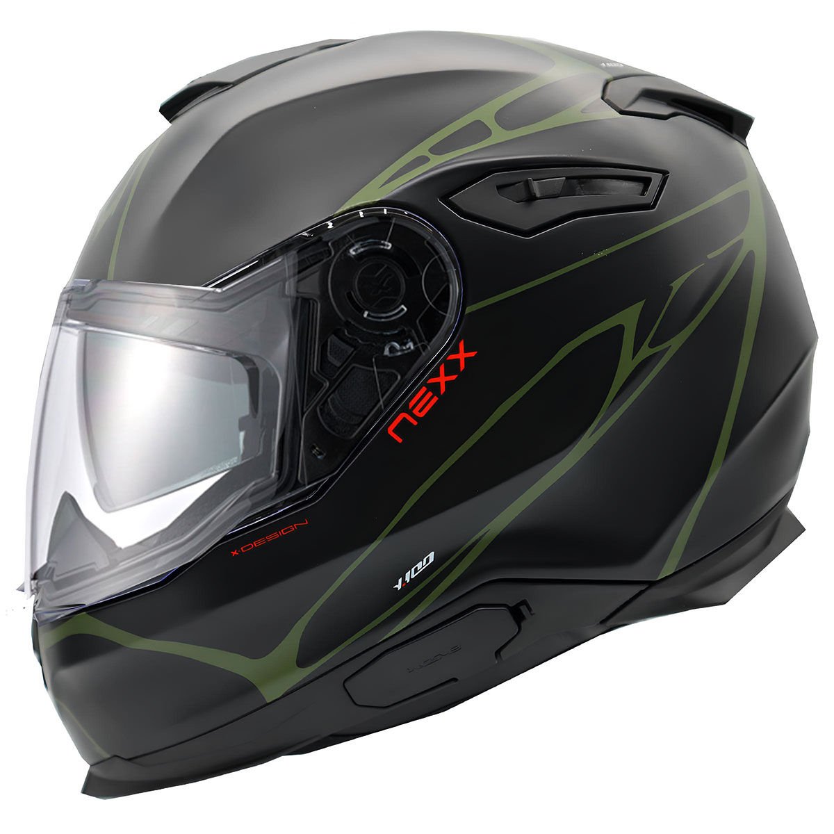 NEXX Y.100 B-SIDE MAT SİYAH-YEŞİL KASK-KAPALI KASK