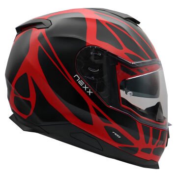 NEXX Y.100 B-SIDE MAT SİYAH-KIRMIZI KASK-KAPALI KASK
